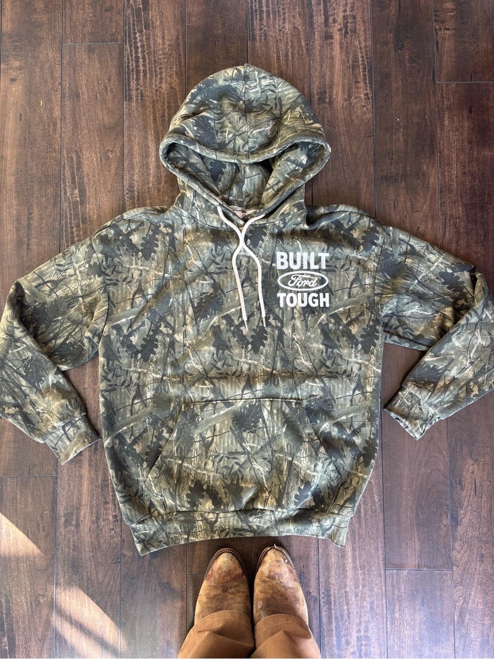 Ford Men's Camo Hooded Sweatshirt with White Logo